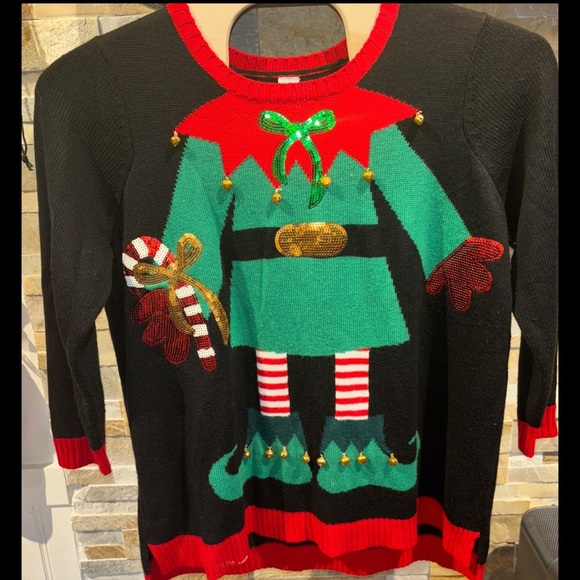 HOLIDAY TIME SIZE  3X  LADIES SWEATER   You Are The Elf With JINGLE Bells - Picture 2 of 11
